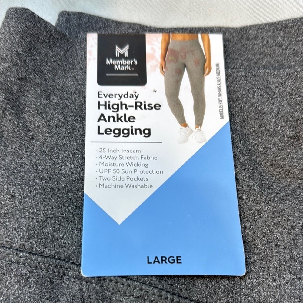Members Mark, Women’s Gray High-Rise Ankle Leggings, Large, NWT - Picture 2 of 6